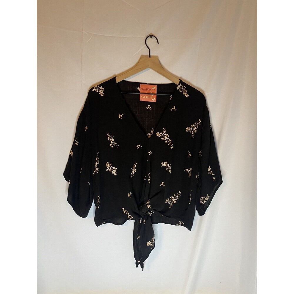 Gypsy & Gold Tie Front Kimono Sleeve Top Size M